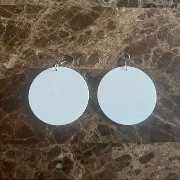 African Round Wooden Head Wrap Dangle Earrings - Picture 4 of 8